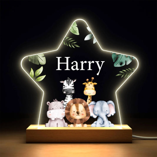Personalized Acrylic Night Light - Cute Forest Animals Baby Gift - giftyourways