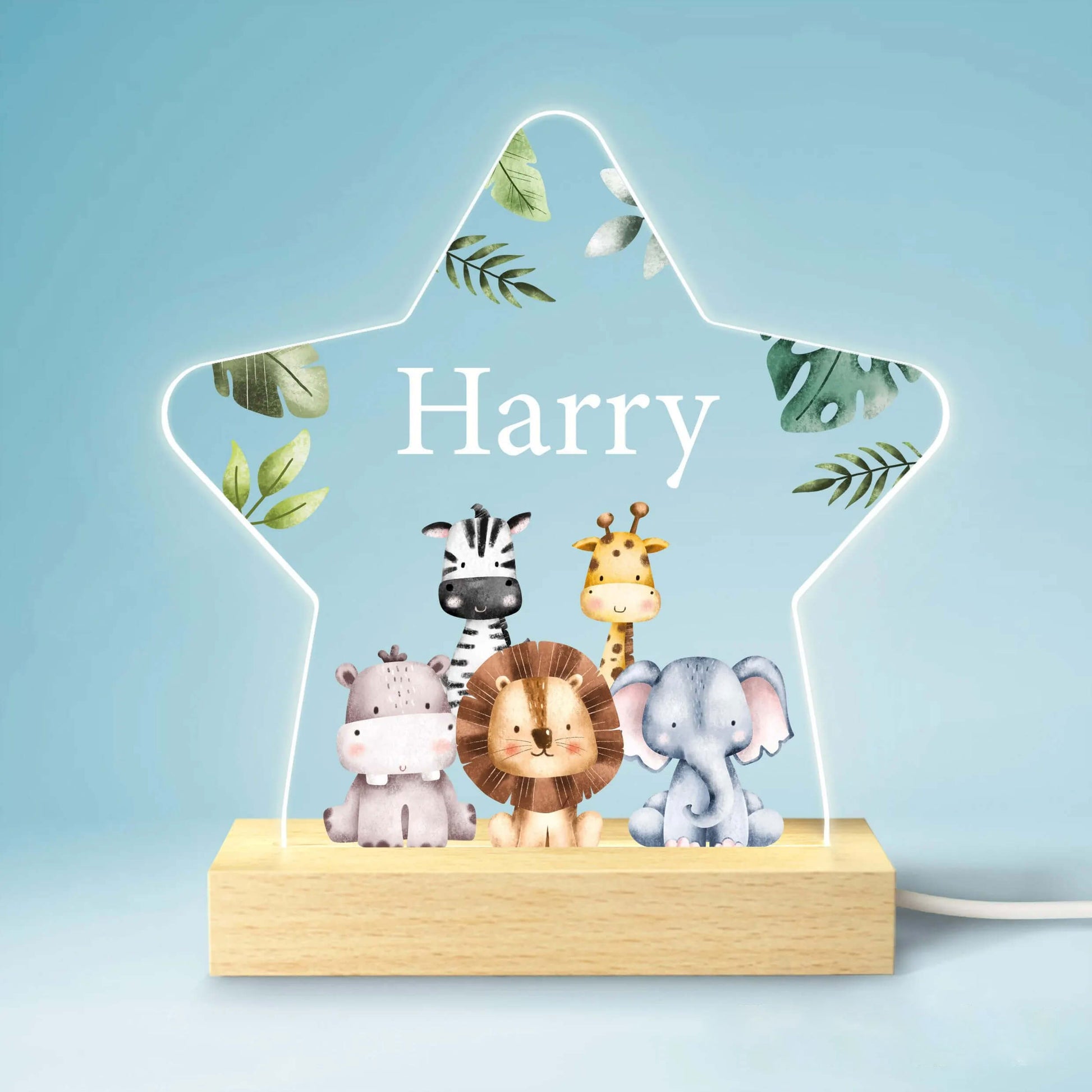 Personalized Acrylic Night Light - Cute Forest Animals Baby Gift - giftyourways
