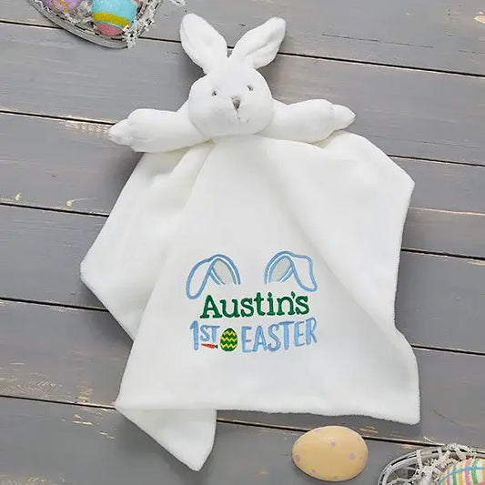 Personalized Baby's First Easter Bunny Security Blanket - Pink - giftyourways