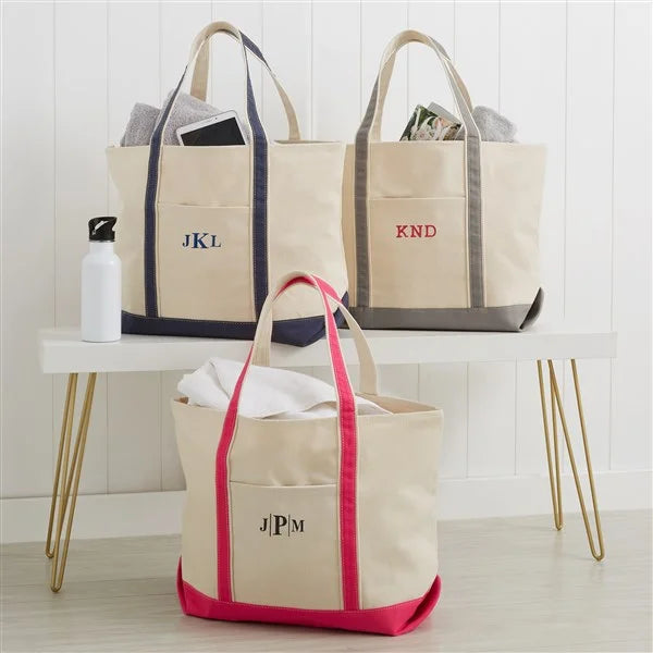 Personalized Canvas Tote – The Weekender Embroidered Tote - Grey - giftyourways