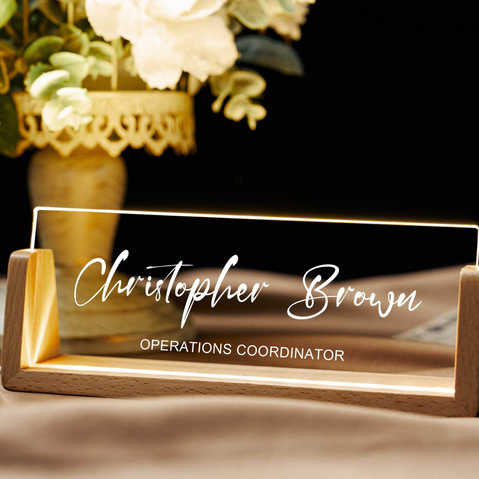 Personalized Desk Name Plate - LED Acrylic Desk Plaques - giftyourways
