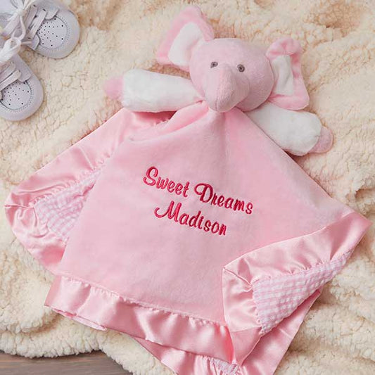 Personalized Elephant Baby Blankie - Grey - giftyourways