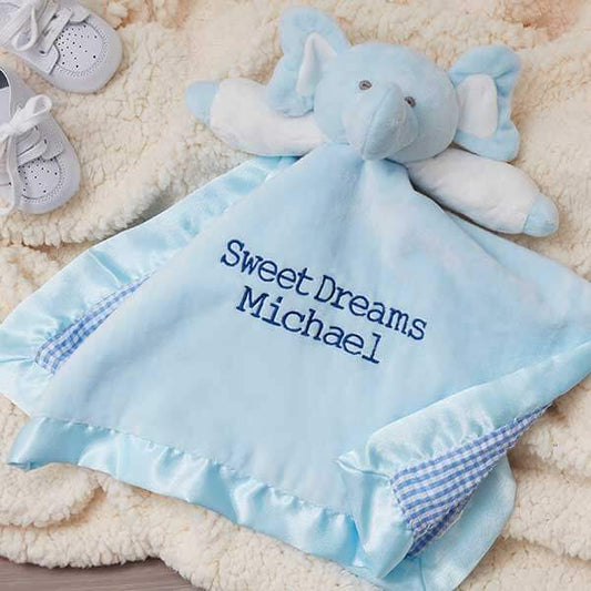 Personalized Elephant Baby Blankie - Grey - giftyourways