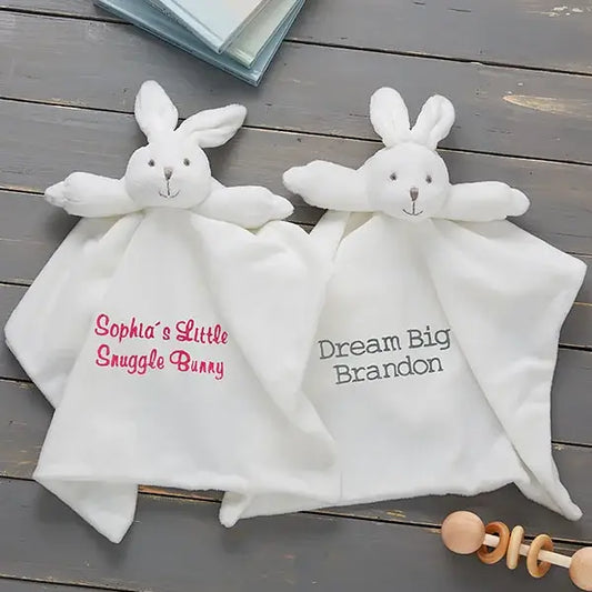 Personalized Embroidered Baby Bunny Security Blanket - giftyourways