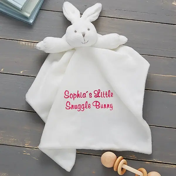 Personalized Embroidered Baby Bunny Security Blanket - giftyourways