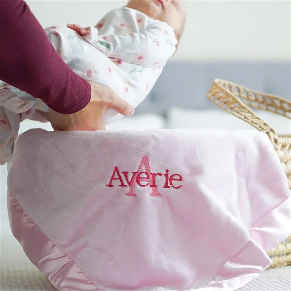 Personalized Embroidered Initial Baby Blanket Initials - giftyourways