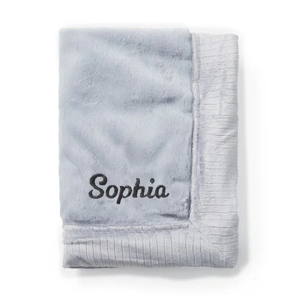 Personalized Embroidered Mini Blanket 15" x 20" - Grey - giftyourways