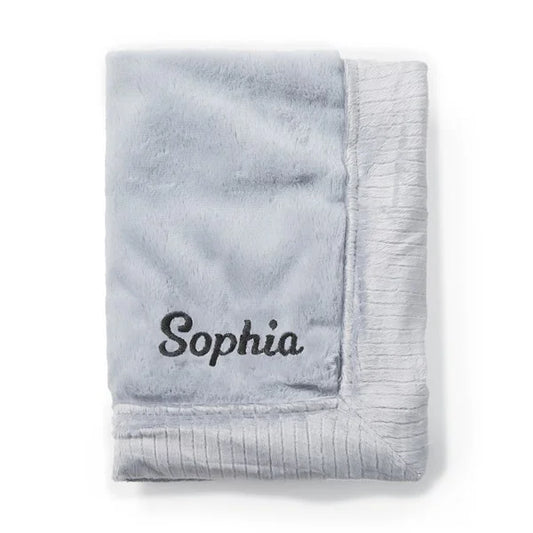 Personalized Embroidered Mini Blanket 15" x 20" - Grey - giftyourways