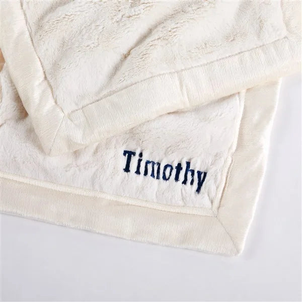 Personalized Embroidered Mini Blanket 15" x 20" - Ivory - giftyourways