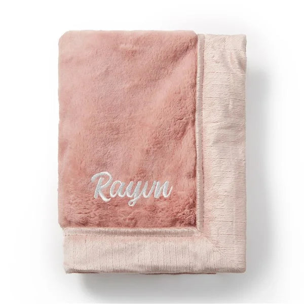 Personalized Embroidered Mini Blanket 15" x 20" - Pink - giftyourways