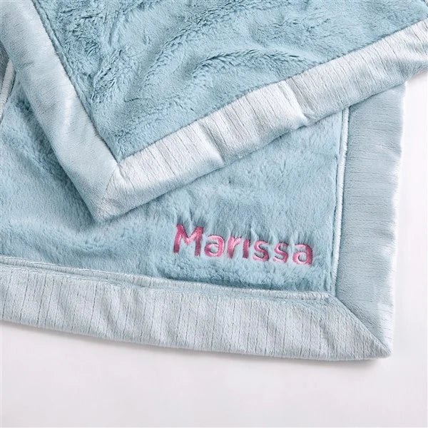 Personalized Embroidered Mini Blanket 15" x 20" - Sky Blue - giftyourways