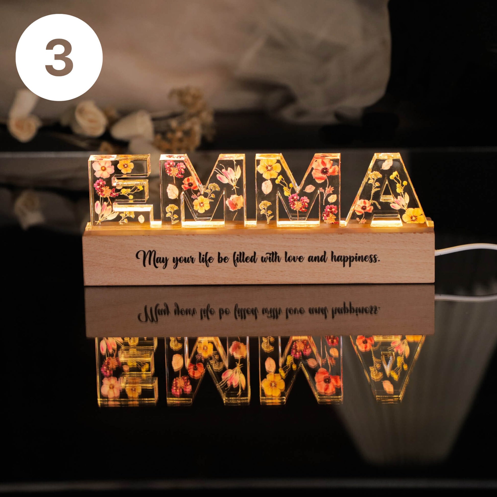Personalized Flower Night Light - Custom Name Night Light for Baby, Mother, or Special Occasions - giftyourways