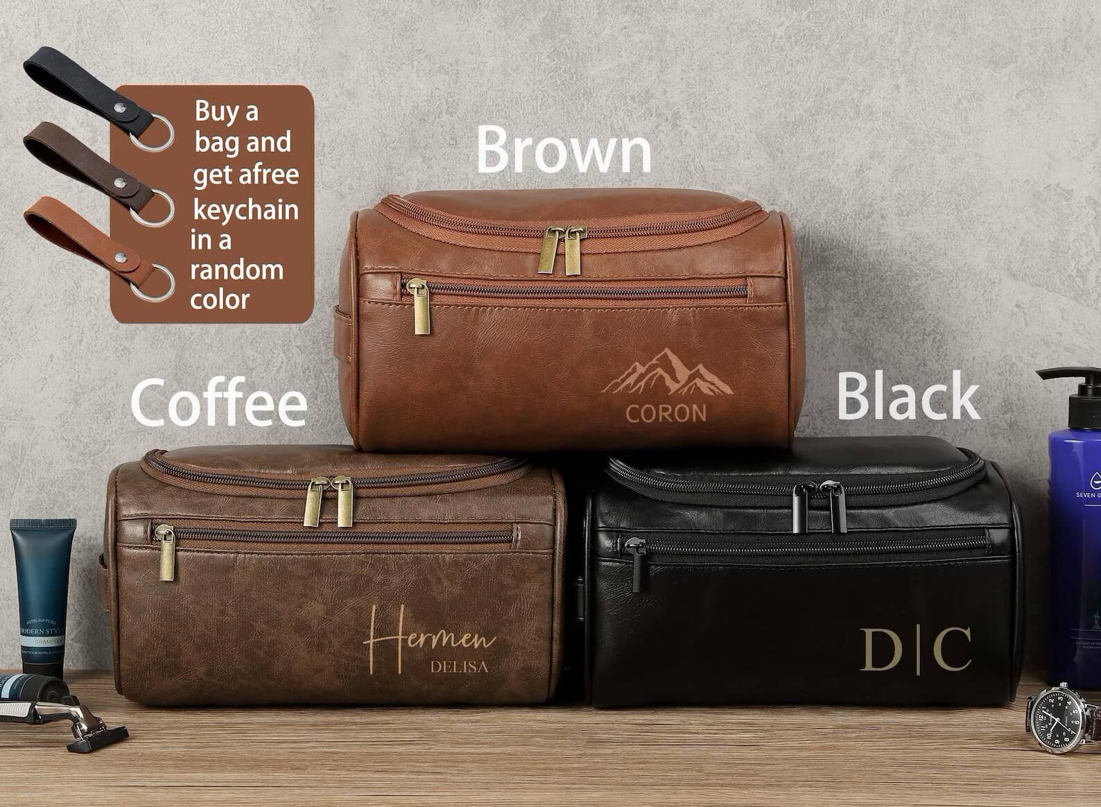 Personalized Men's Leather Toiletry Bag - Ideal for Travel, Weddings, or Daily Use - giftyourways