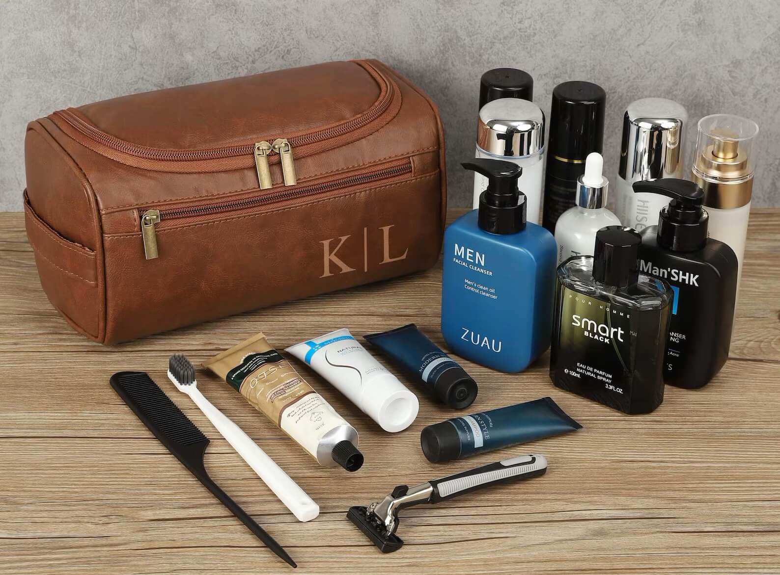 Personalized Men's Leather Toiletry Bag - Ideal for Travel, Weddings, or Daily Use - giftyourways