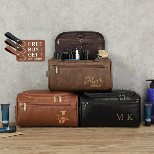 Personalized Men's Leather Toiletry Bag - Ideal for Travel, Weddings, or Daily Use - giftyourways