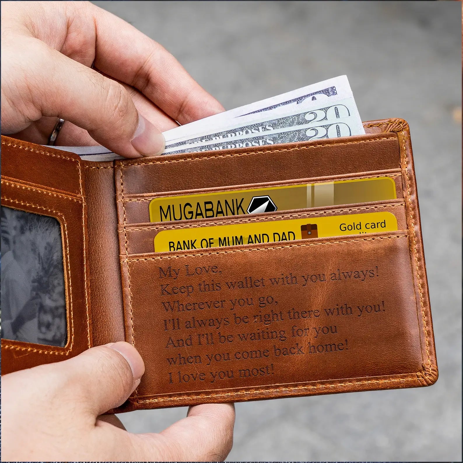 Personalized Men's Leather Wallet – Custom Engraved Bifold Wallet,  Perfect Gift for Him - giftyourways