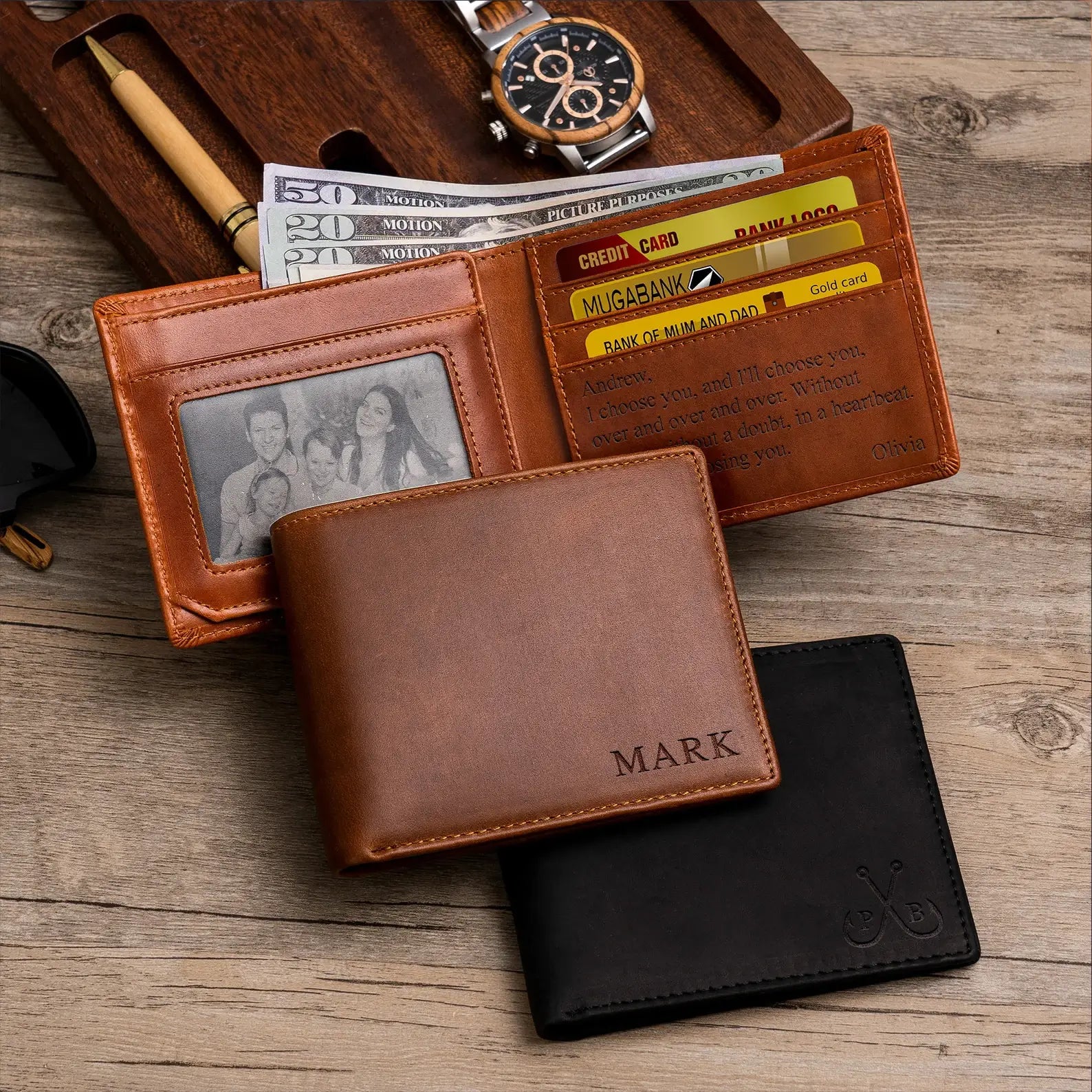 Personalized Men's Leather Wallet – Custom Engraved Bifold Wallet,  Perfect Gift for Him - giftyourways