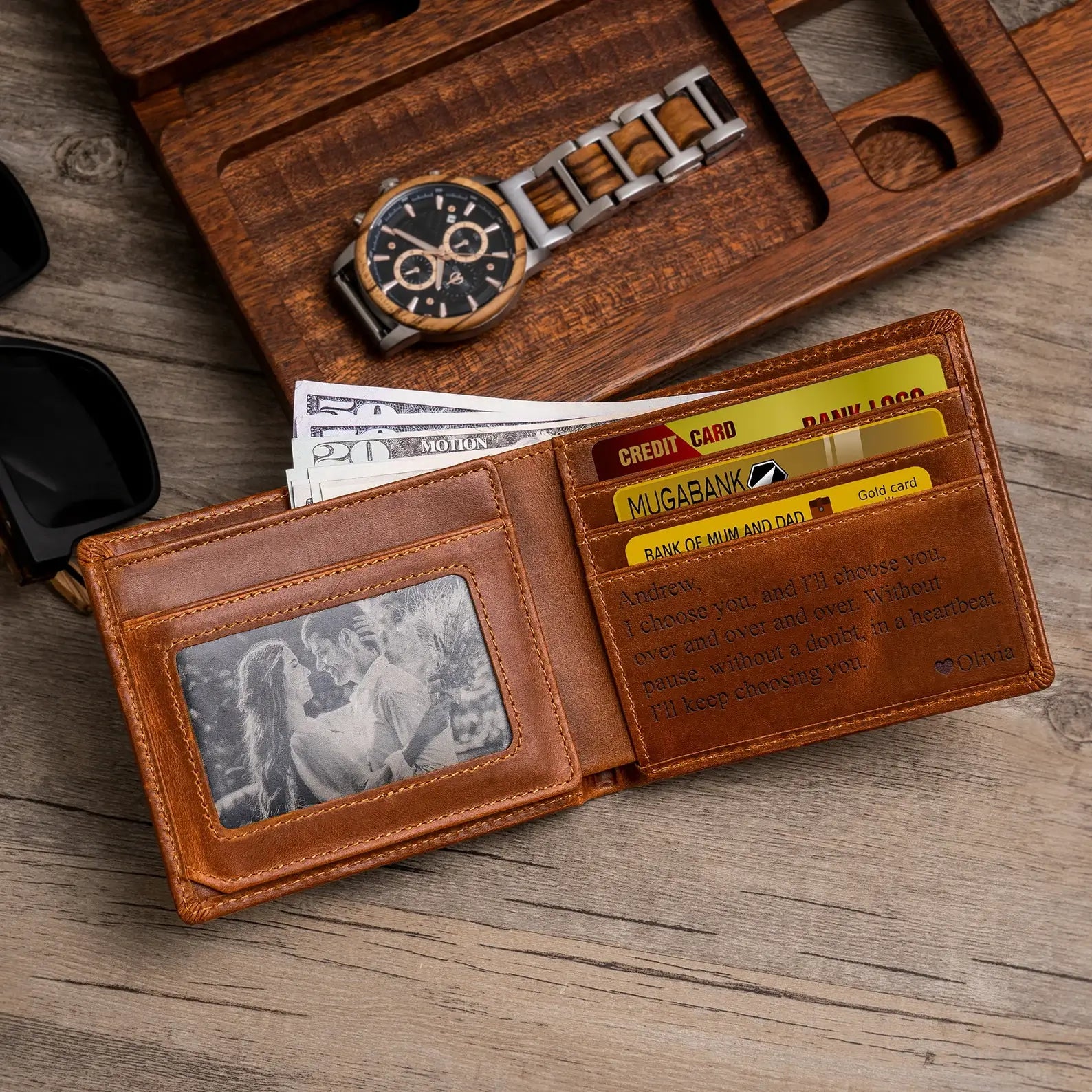 Personalized Men's Leather Wallet – Custom Engraved Bifold Wallet,  Perfect Gift for Him - giftyourways