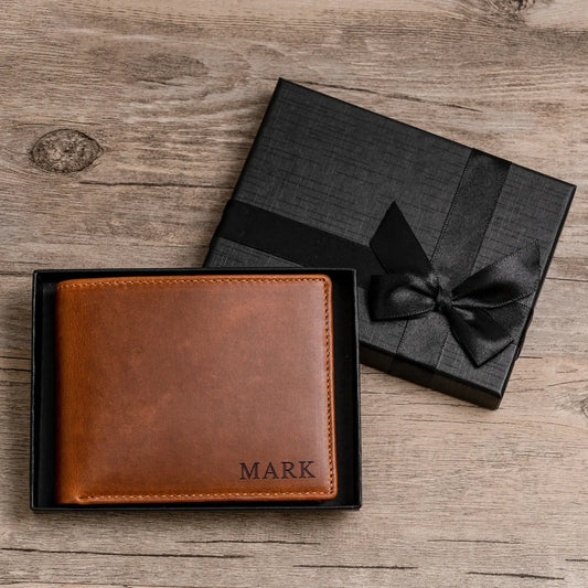 Personalized Men's Leather Wallet – Custom Engraved Bifold Wallet,  Perfect Gift for Him - giftyourways