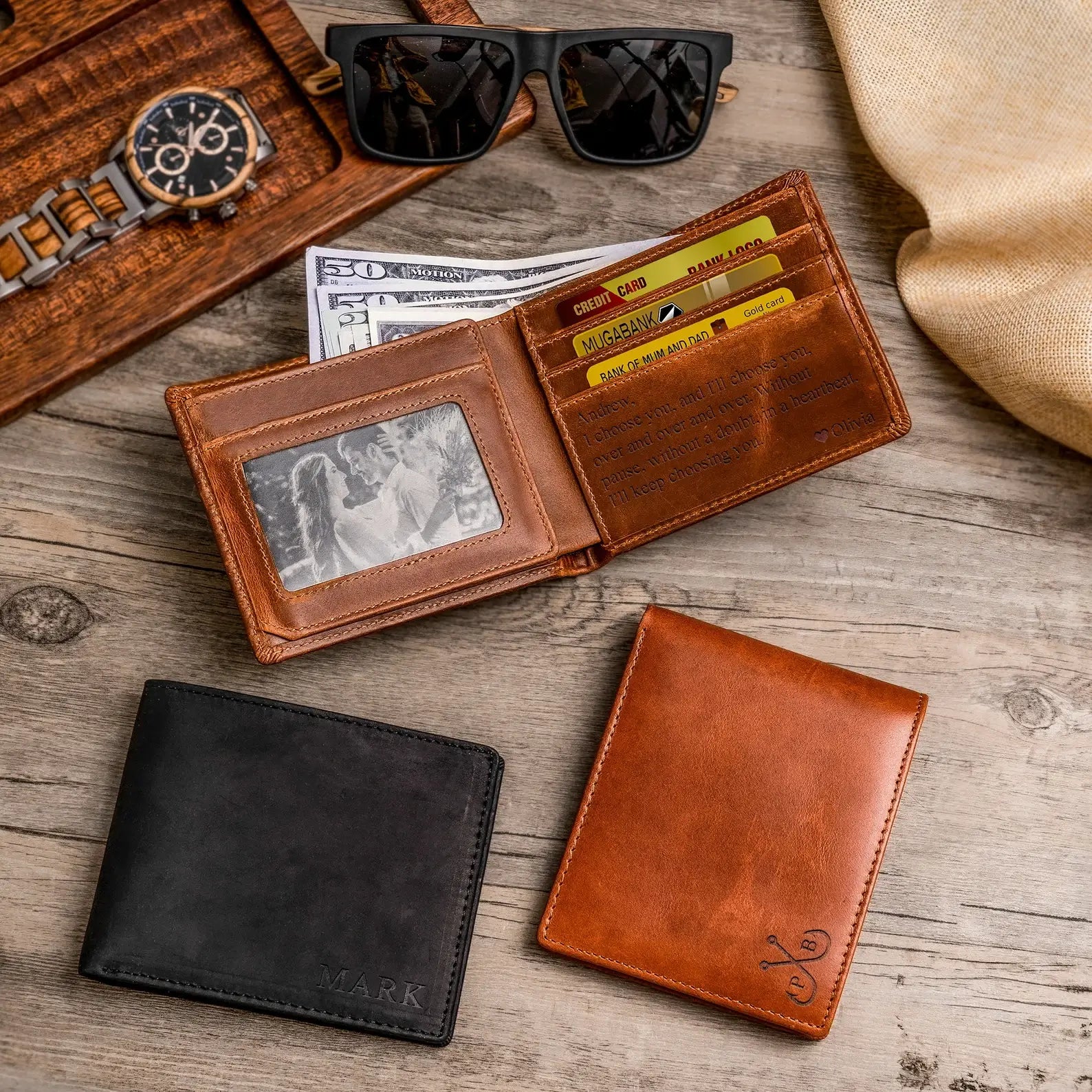 Personalized Men's Leather Wallet – Custom Engraved Bifold Wallet,  Perfect Gift for Him - giftyourways
