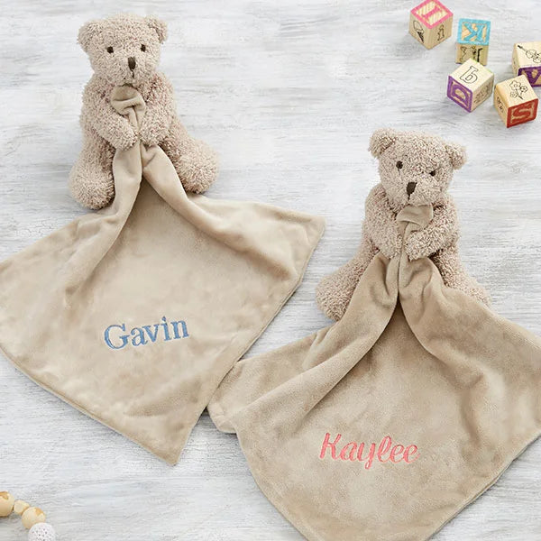 Personalized Teddy Bear Baby Lovey Blanket - giftyourways