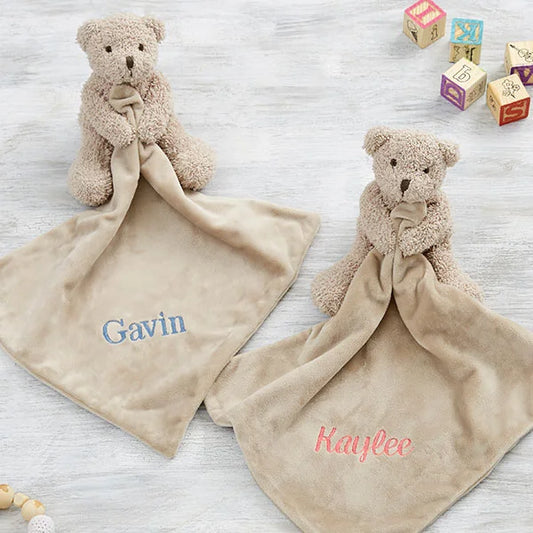 Personalized Teddy Bear Baby Lovey Blanket - giftyourways