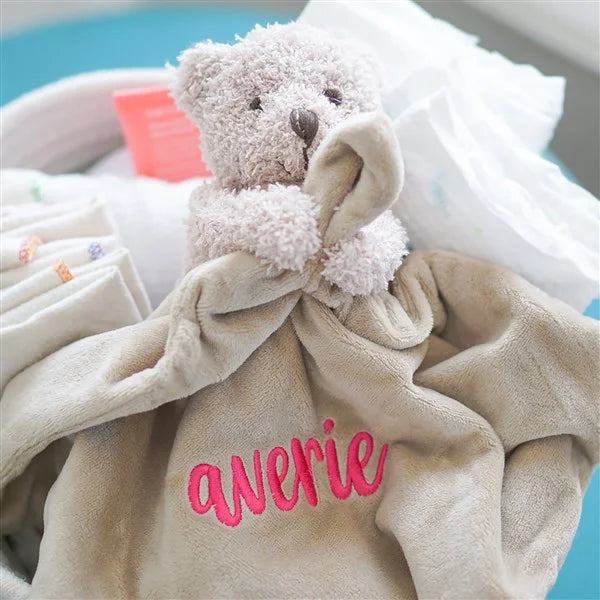 Personalized Teddy Bear Baby Lovey Blanket - giftyourways