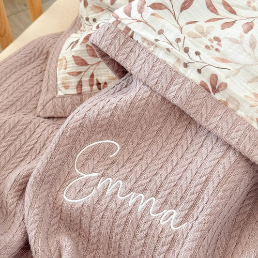 Personalized Waffle Baby Blanket – Organic Cotton Muslin Swaddle for Newborns and Toddlers - giftyourways