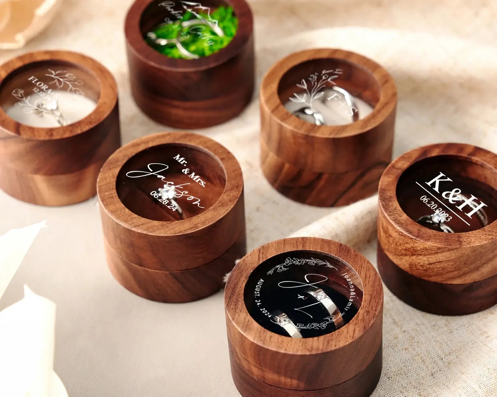 Personalized Wooden Ring Box with Clear Acrylic Cover – Perfect for Weddings, Engagements, and Anniversaries - giftyourways