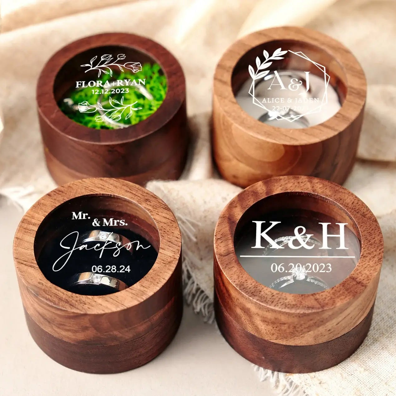 Personalized Wooden Ring Box with Clear Acrylic Cover – Perfect for Weddings, Engagements, and Anniversaries - giftyourways