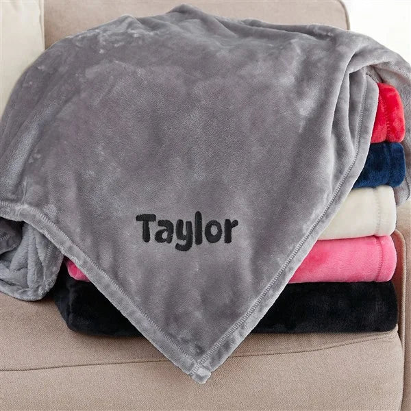 Personalized Yours Name Blanket - Grey - giftyourways