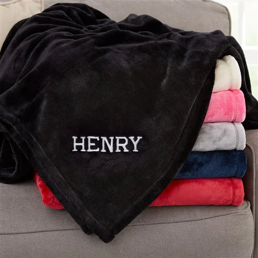 Personalized  Yours Name Blanket - Navy Blue - giftyourways