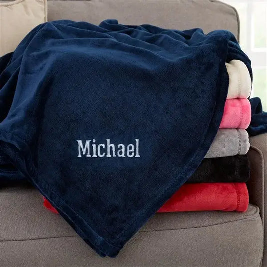 Personalized  Yours Name Blanket - Navy Blue - giftyourways