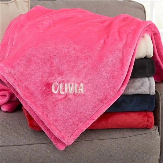 Personalized  Yours Name Blanket - Navy Blue - giftyourways
