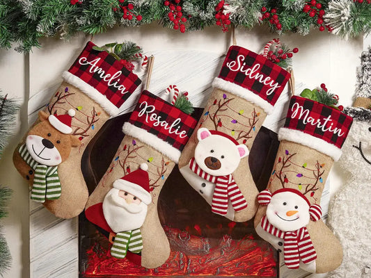 Personalized Christmas Stockings | Custom 3D Holiday Stockings with Embroidered Names